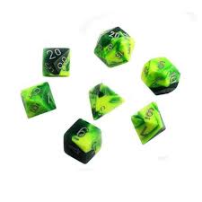 7 Green-Yellow/silver Polyhedral Dice Set - CHX26454